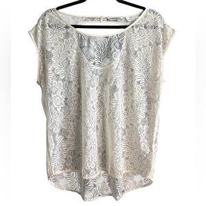 Express Cream Lace Cap Sleeve Boxy Blouse